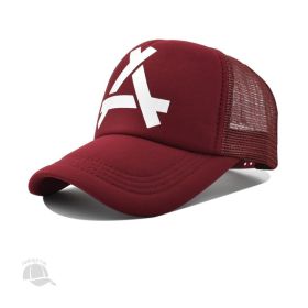 Men's Outdoor Leisure Peaked Cap Wide Brim Sunshade Breathable Net Cap (Option: Wine Red-54cm)