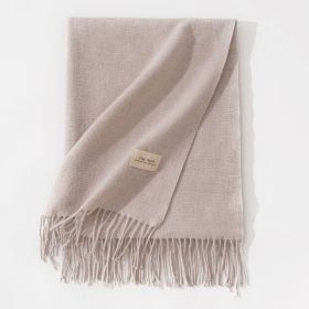 Pure Color Artificial Cashmere Scarf Women's Winter High-grade Shawl (Option: 41 Clip Flower Beige-70x200cm)