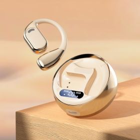 Fall Open - Ear Weireless Earphone, Lightweight Earphone With Charging Case, Noice Cancelling Bluetooth - CompatibleStereo Earbuds For Sports, Gaming, (Color: Gold)