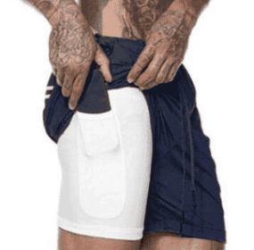 Pocket Compression Shorts (Option: Navy Blue-2XL)
