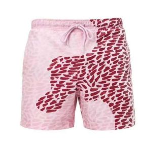 Magical Change Color Beach Shorts Summer Men Swimming Trunks Swimwear Swimsuit Quick Dry bathing shorts Beach Pant (Option: Pink B-M)