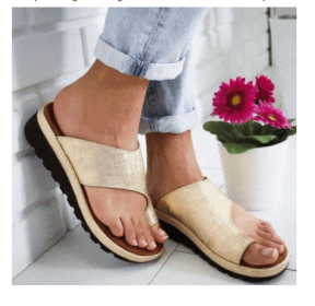 Women Slippers Flat Sole Casual Soft Big Toe Foot Sandal (Option: Gold-36)