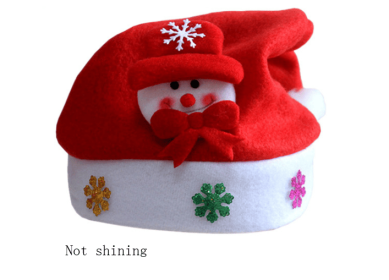 Christmas Decorations Non-woven Cartoon Applique Luminous Hat (Option: Red A Not shining-Adult)