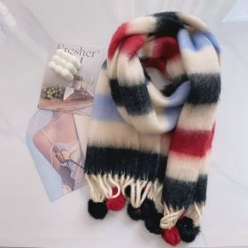 Rainbow Dopamine Mohair Tassel Scarf (Option: 2color-Above 175cm)