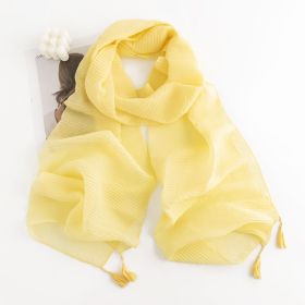 Herringbone Pattern Monochrome Artificial Cashmere Scarf Women's Simple Casual Style Tassel Warm Shawl (Option: FH235323 Wrinkled Yellow)