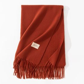 Pure Color Artificial Cashmere Scarf Women's Winter High-grade Shawl (Option: 23 Orange-70x200cm)