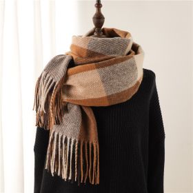 Thick Warm Outer Shawl Tassel South Korea Artificial Cashmere Scarf (Option: WT72 3 Brown Coffee-200x66CM With Tassels)
