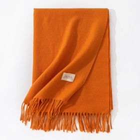 Pure Color Artificial Cashmere Scarf Women's Winter High-grade Shawl (Option: 7 Pumpkin Yellow-70x200cm)