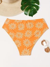 Women's Plus-size Swimsuit Bikini Bottoms With Sun Print, Vacation Style (Option: 3XL-Orange)