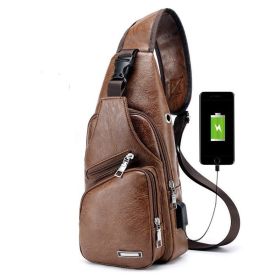 Waterproof casual one-shoulder messenger bag (Option: Light brown)