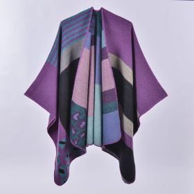Autumn And Winter Scarf Versatile Lattice Ladies Travel Shawl (Option: Leopard Print Purple-130x150CM)