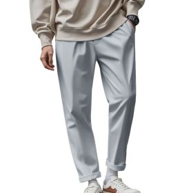 Men's Trousers With Pockets Casual Loose Comfortable Quick-drying Waist-tied Pants (Option: Gray-S)