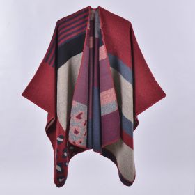 Autumn And Winter Scarf Versatile Lattice Ladies Travel Shawl (Option: Leopard Pattern Red-130x150CM)