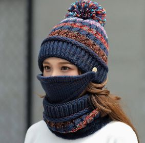 Korean winter knitted hat (Color: Navy blue)