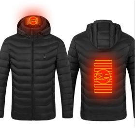 New Heated Jacket Coat USB Electric Jacket Cotton Coat Heater Thermal Clothing Heating Vest Men's Clothes Winter (Option: Black Zone2-6XL)