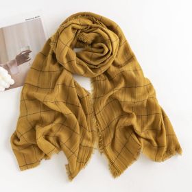 Herringbone Pattern Monochrome Artificial Cashmere Scarf Women's Simple Casual Style Tassel Warm Shawl (Option: FH2351481 Yellow)