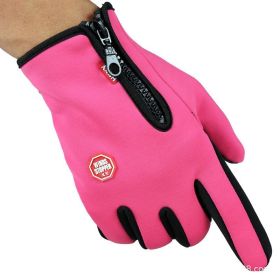 Full Finger Touch Screen Zipper Ski Gloves (Option: Pink-M)