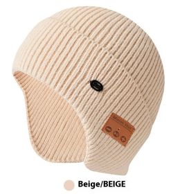Thickened Blue Tooth Cap Knitted (Color: Beige)