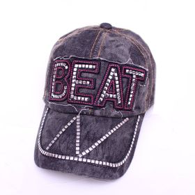 Korean Style Hat Fashion Hat New Women's Hat Baseball Cap Rhinestone Denim Wholesale (Color: Black)