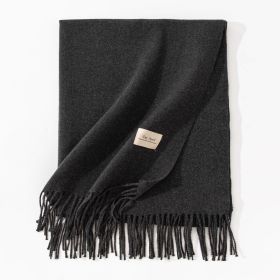 Pure Color Artificial Cashmere Scarf Women's Winter High-grade Shawl (Option: 36 Clip Colored Dark Gray-70x200cm)