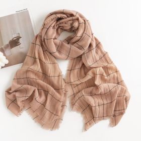 Herringbone Pattern Monochrome Artificial Cashmere Scarf Women's Simple Casual Style Tassel Warm Shawl (Option: FH2351483 Pink)