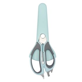 7-in-1 Multi-Purpose Kitchen Scissors With Magnetic Holder - Ultra-Sharp Stainless Steel Blades For Meat, Fish, Vegetables, Nuts & Bottles - Ergonomic (Option: Sky blue gray)