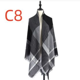 Women's Cashmere-like Plus-sized Double-sided Qicaigei Scarf Shawl (Option: C8-140X140CM)