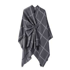Women's Fashion Gingham Check Warm Scarf (Option: Dark Gray)