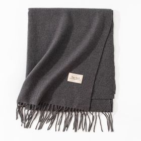 Pure Color Artificial Cashmere Scarf Women's Winter High-grade Shawl (Option: 54 Smoky Gray-70x200cm)
