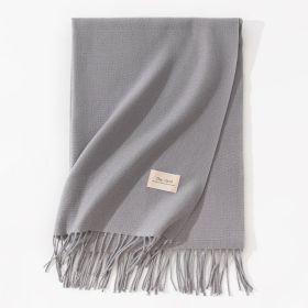 Pure Color Artificial Cashmere Scarf Women's Winter High-grade Shawl (Option: 55 Silver Gray-70x200cm)