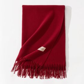 Pure Color Artificial Cashmere Scarf Women's Winter High-grade Shawl (Option: 11 Wine Red-70x200cm)