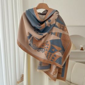 Retro High Sense Artificial Cashmere Scarf (Option: National Peony Wine Red-No Specifications)