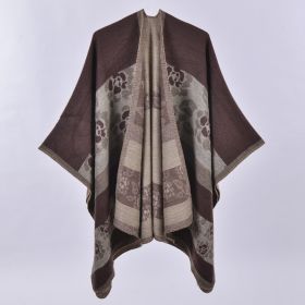 Autumn And Winter Scarf Versatile Lattice Ladies Travel Shawl (Option: Flower Coffee-130x150CM)