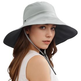 Wide Brim Sun Hats For Women Men, Double Sided Wearing Fishing Hats Cooling Bucket Hat For Beach Hiking Outdoor (Color: Light grey)