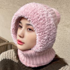 Multifunctional Hat Scarf One-piece Hat Neck Protection Bandana Warm (Color: Pink)