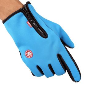 Full Finger Touch Screen Zipper Ski Gloves (Option: Blue-XL)