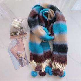 Rainbow Dopamine Mohair Tassel Scarf (Option: 3color-Above 175cm)