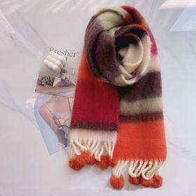 Rainbow Dopamine Mohair Tassel Scarf (Option: 8color-Above 175cm)