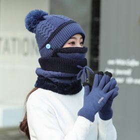 Plus velvet thick bib mask (Option: Navy blueGloves)