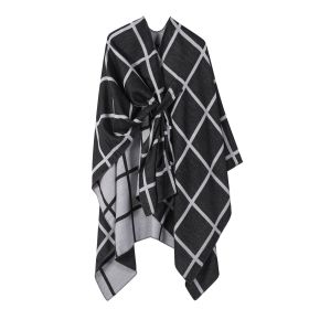 Women's Fashion Gingham Check Warm Scarf (Option: Black And White)