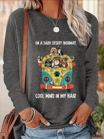 Women's Printed Long Sleeve Hoodless Sweatshirt (Option: Grey-S)