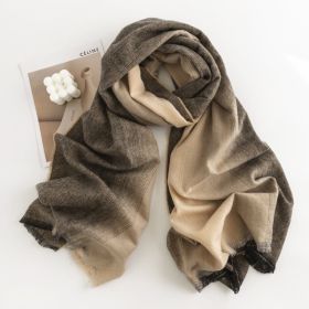 Herringbone Pattern Monochrome Artificial Cashmere Scarf Women's Simple Casual Style Tassel Warm Shawl (Option: FH2350841 Gradient Brown)