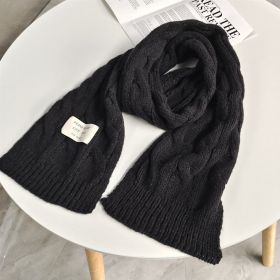 Sweet Labeling 8-word Twist Apricot Small Scarf (Color: Black)