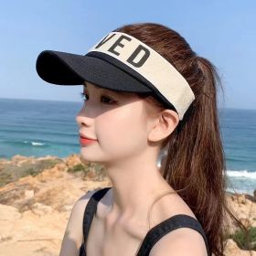 Sunlight Blocker For Summer Letter Without Top LOVED Korean (Option: Black-Free Size Adjustable)