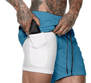 Pocket Compression Shorts (Option: Blue-2XL)