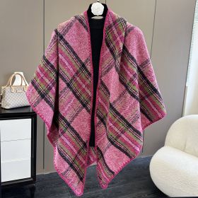 Affordable Luxury Fashion Wind Outdoor Autumn And Winter Scarf (Option: Plaid Pink-130X190CM)