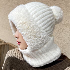 Multifunctional Hat Scarf One-piece Hat Neck Protection Bandana Warm (Color: White)