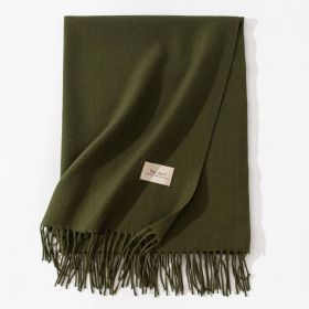 Pure Color Artificial Cashmere Scarf Women's Winter High-grade Shawl (Option: 44 Olive Green-70x200cm)