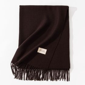 Pure Color Artificial Cashmere Scarf Women's Winter High-grade Shawl (Option: 53 Dark Brown-70x200cm)