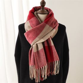 Thick Warm Outer Shawl Tassel South Korea Artificial Cashmere Scarf (Option: WT72 4 Red-200x66CM With Tassels)